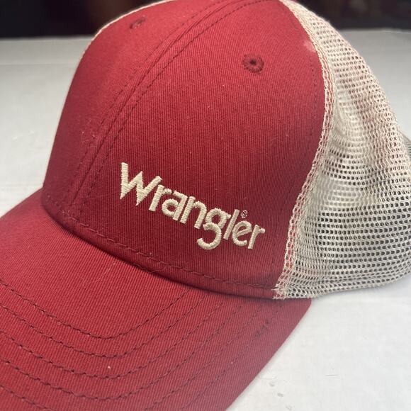 Wrangler Trucker Adjustable Hat With American Flag On Back. Red Wrangler Hat - Picture 12 of 16
